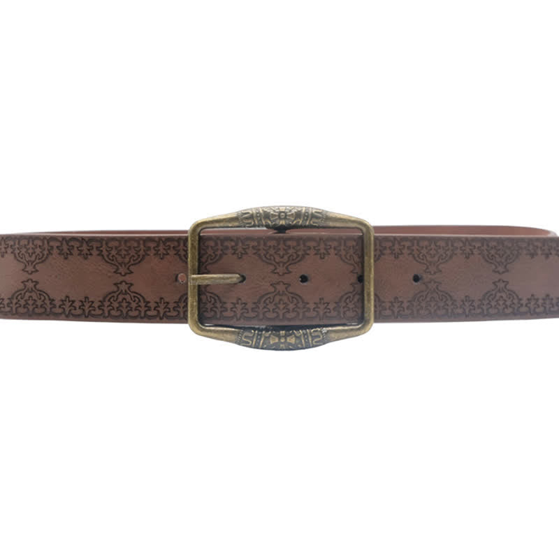 Ceinture en cuir marron foncé pour femme avec motif gravé