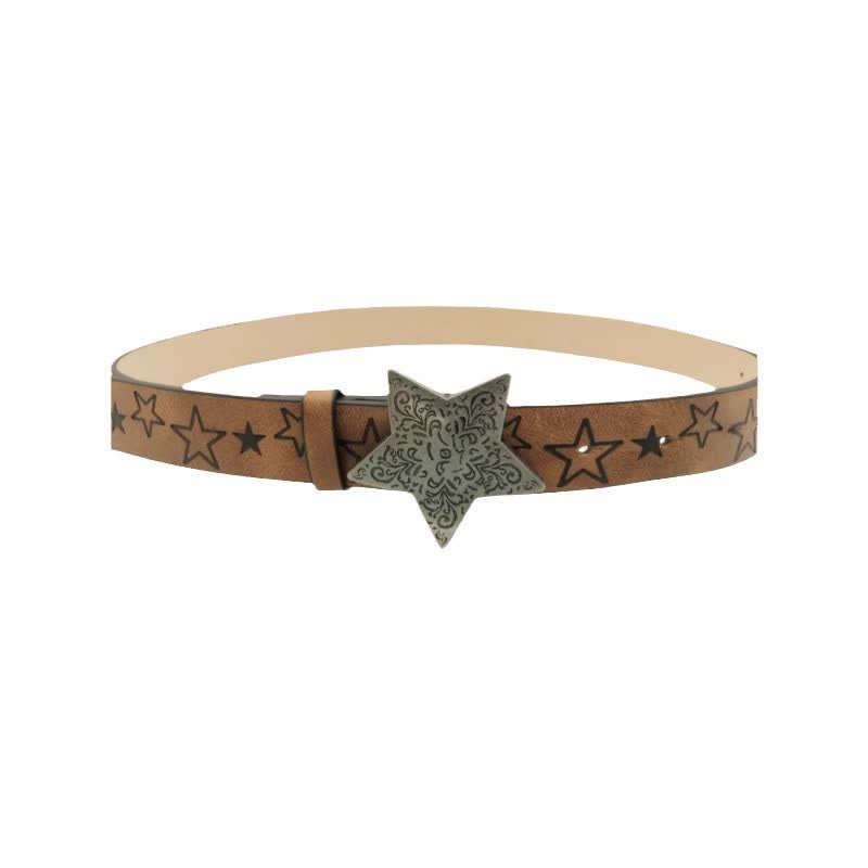 Ceinture en cuir à boucle simple pour femme avec motif étoile