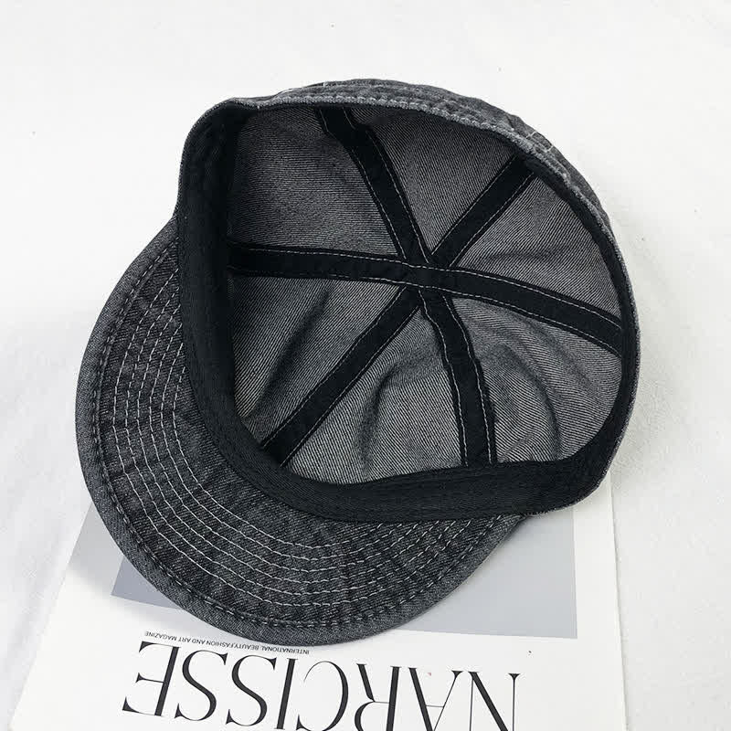 Casquette de baseball décontractée en coton denim avec coutures blanches