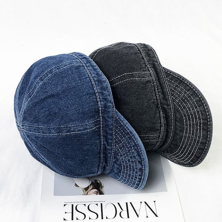 Casquette de baseball décontractée en coton denim avec coutures blanches