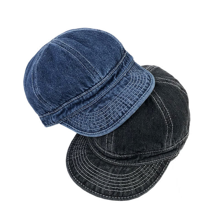 Casquette de baseball décontractée en coton denim avec coutures blanches