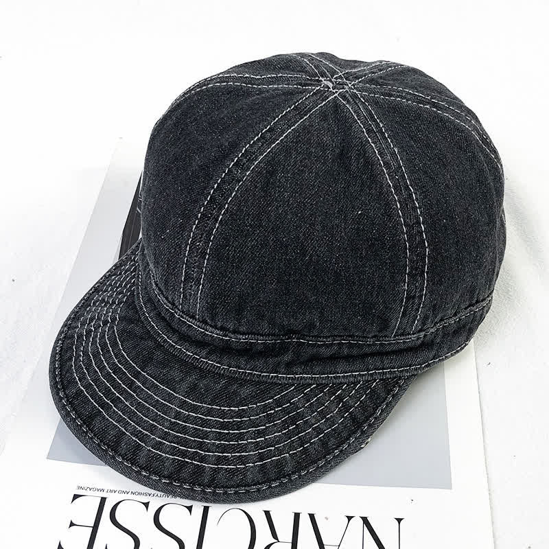 Casquette de baseball décontractée en coton denim avec coutures blanches