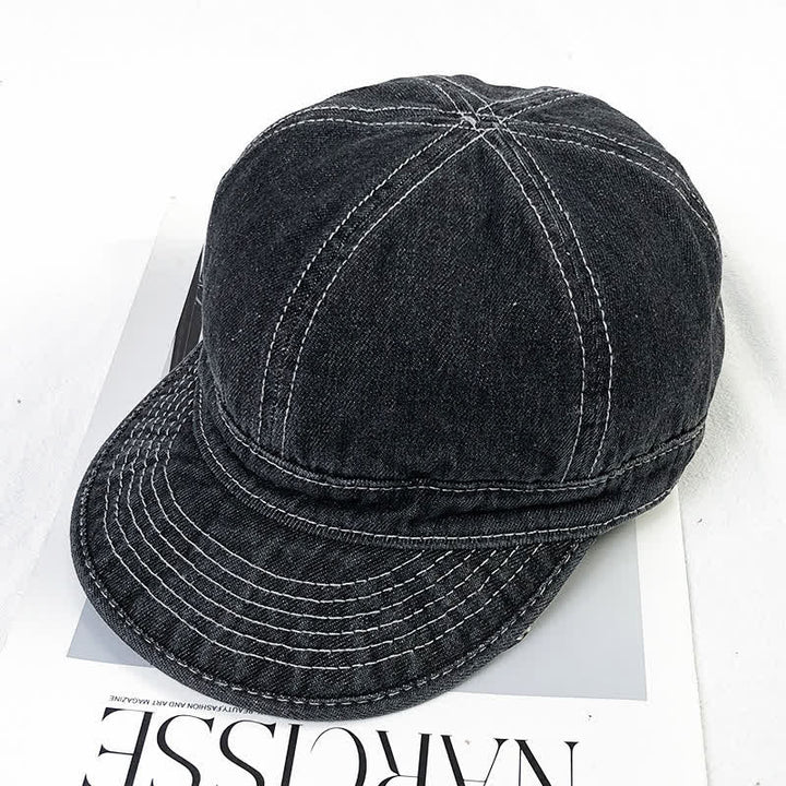 Casquette de baseball décontractée en coton denim avec coutures blanches