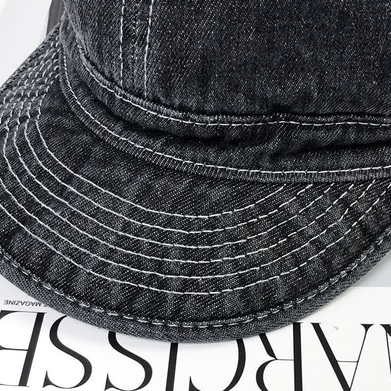 Casquette de baseball décontractée en coton denim avec coutures blanches