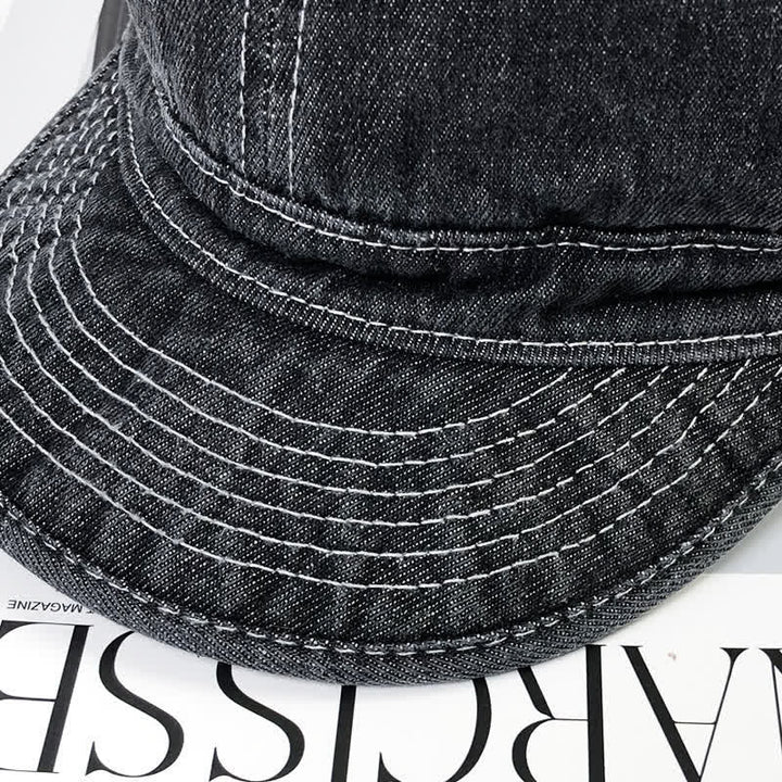 Casquette de baseball décontractée en coton denim avec coutures blanches