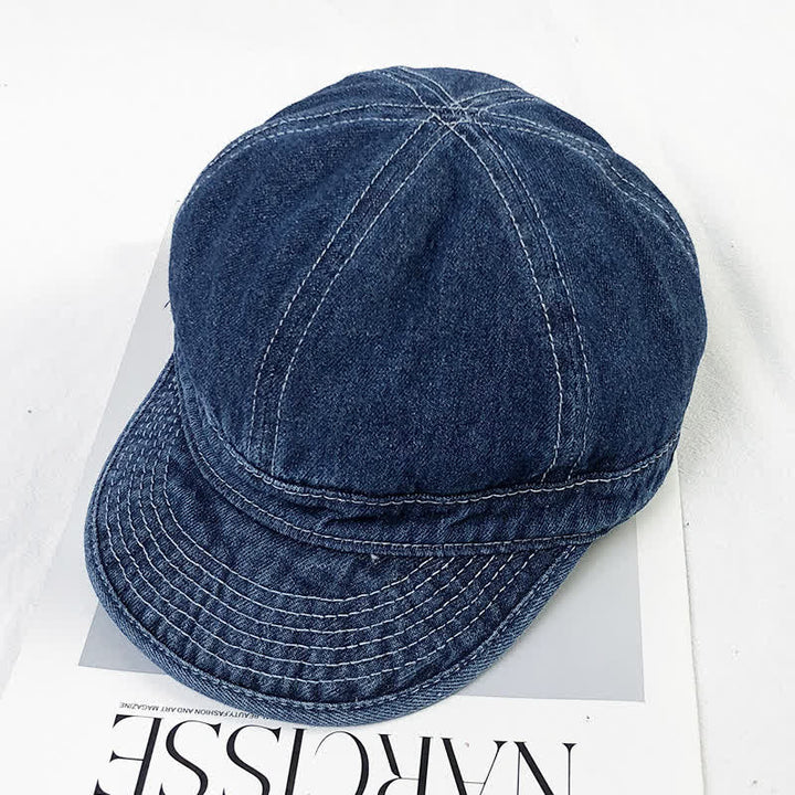 Casquette de baseball décontractée en coton denim avec coutures blanches