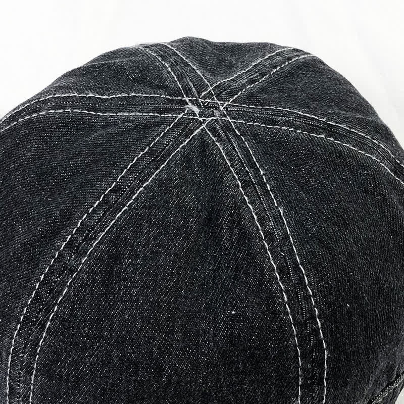 Casquette de baseball décontractée en coton denim avec coutures blanches