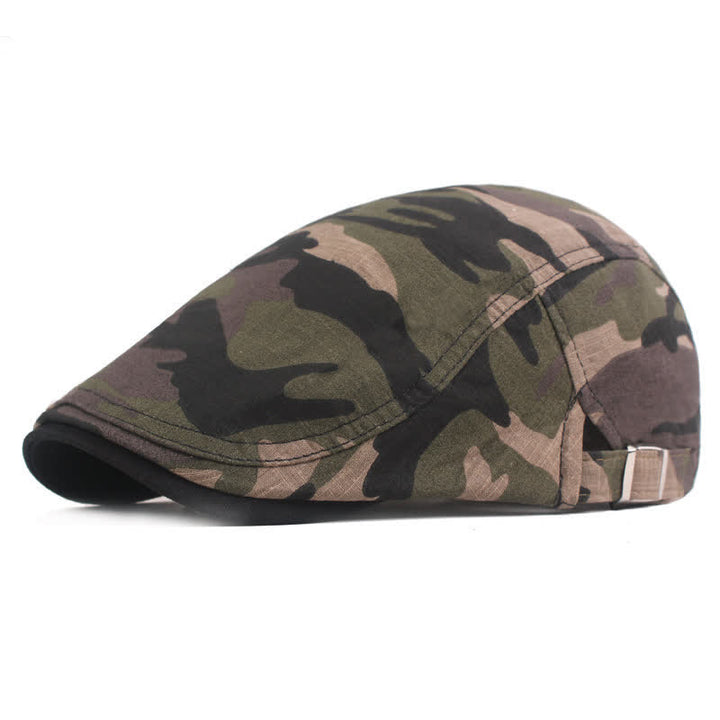 Béret plat à motif camouflage pour vendeur de journaux