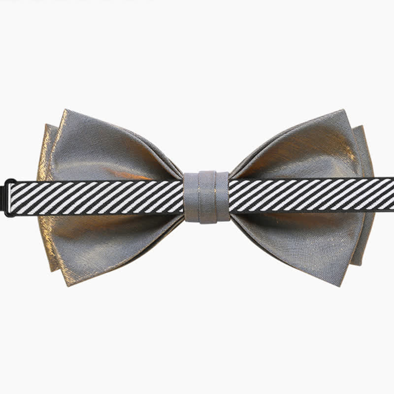 Nœud papillon double épaisseur gris brillant pour homme