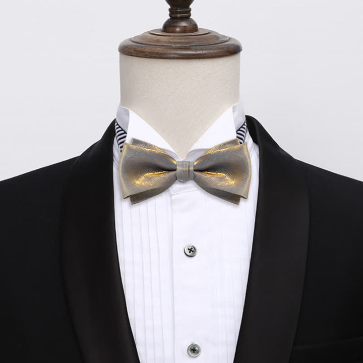 Nœud papillon double épaisseur gris brillant pour homme