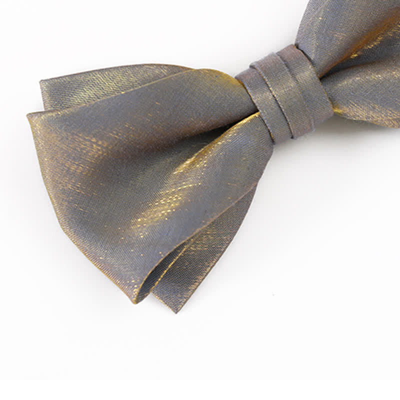 Nœud papillon double épaisseur gris brillant pour homme