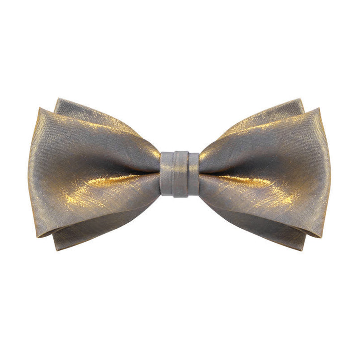 Nœud papillon double épaisseur gris brillant pour homme