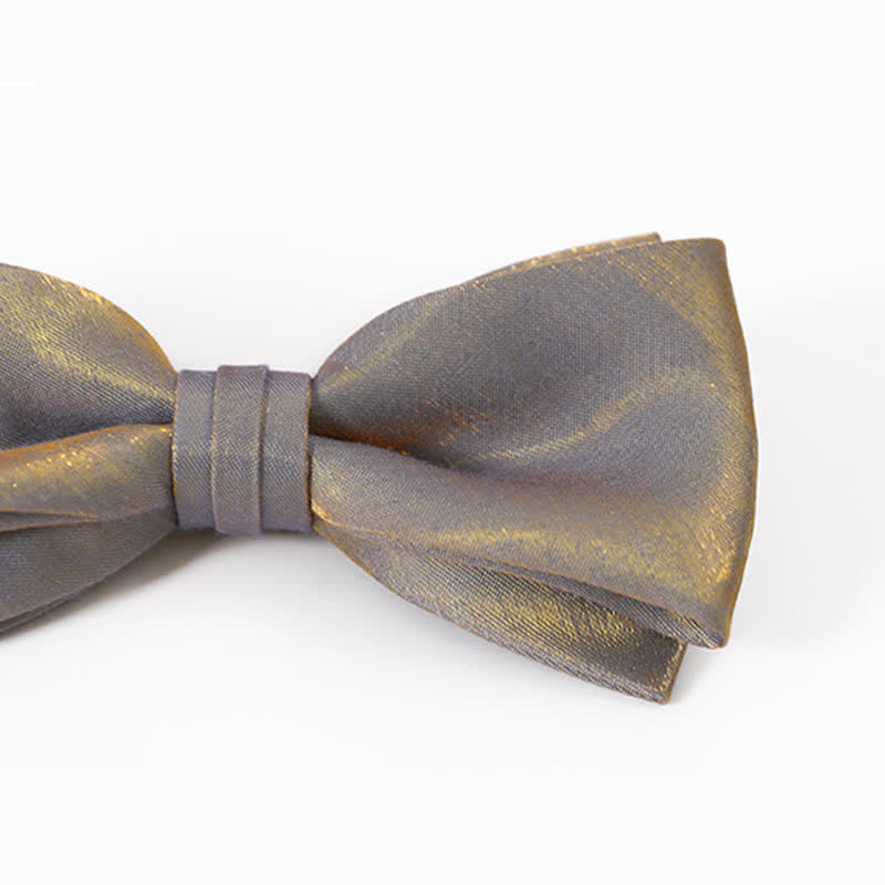 Nœud papillon double épaisseur gris brillant pour homme