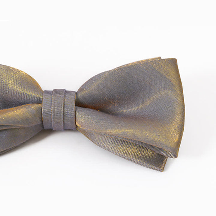 Nœud papillon double épaisseur gris brillant pour homme