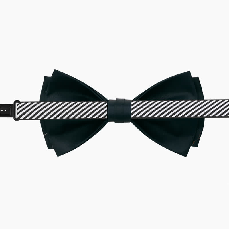 Nœud papillon double épaisseur noir à imprimé lotus pour homme