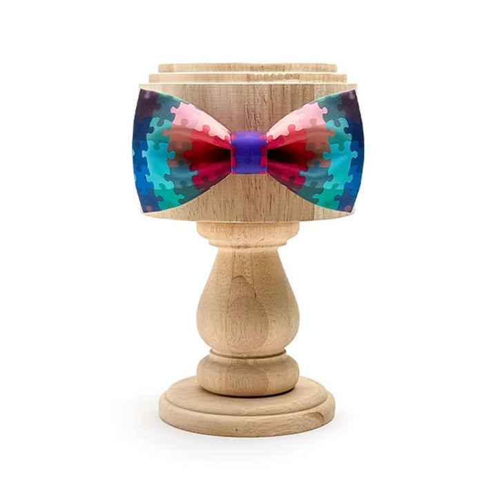 Nœud papillon imprimé puzzle multicolore pour homme