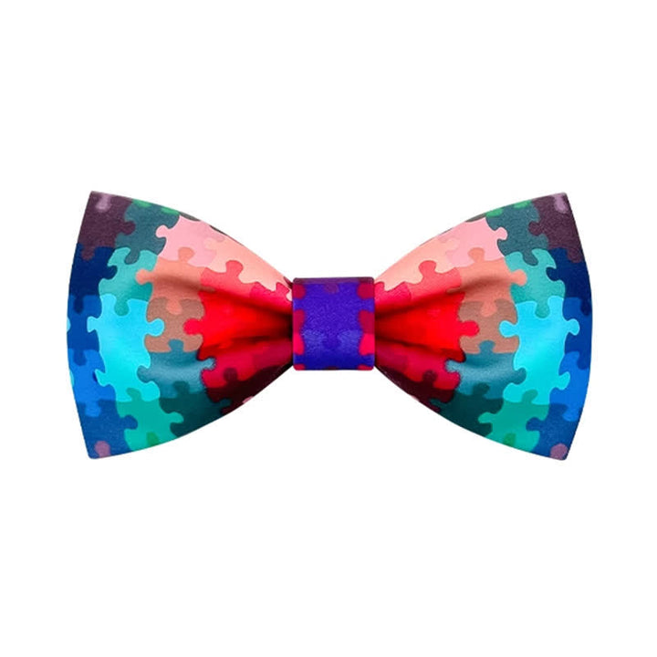 Nœud papillon imprimé puzzle multicolore pour homme