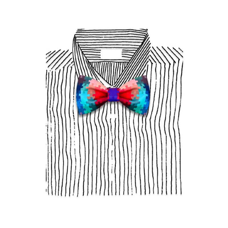 Nœud papillon imprimé puzzle multicolore pour homme