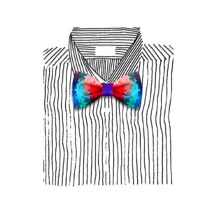 Nœud papillon imprimé puzzle multicolore pour homme