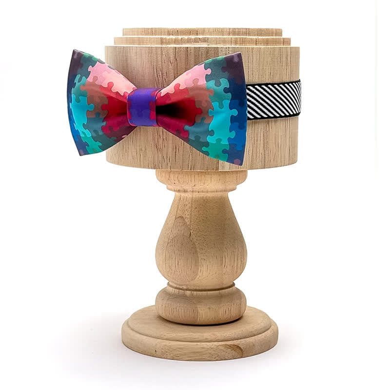 Nœud papillon imprimé puzzle multicolore pour homme