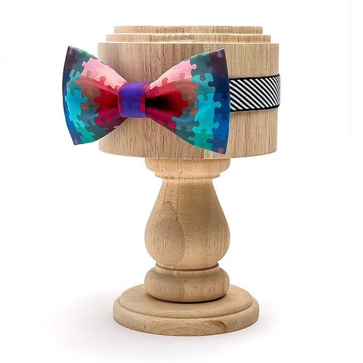 Nœud papillon imprimé puzzle multicolore pour homme