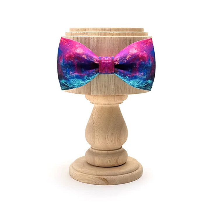 Nœud papillon fantastique violet et bleu pour homme avec peinture à l'huile