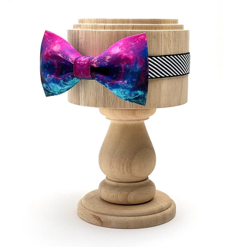 Nœud papillon fantastique violet et bleu pour homme avec peinture à l'huile