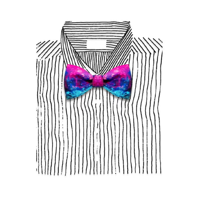 Nœud papillon fantastique violet et bleu pour homme avec peinture à l'huile
