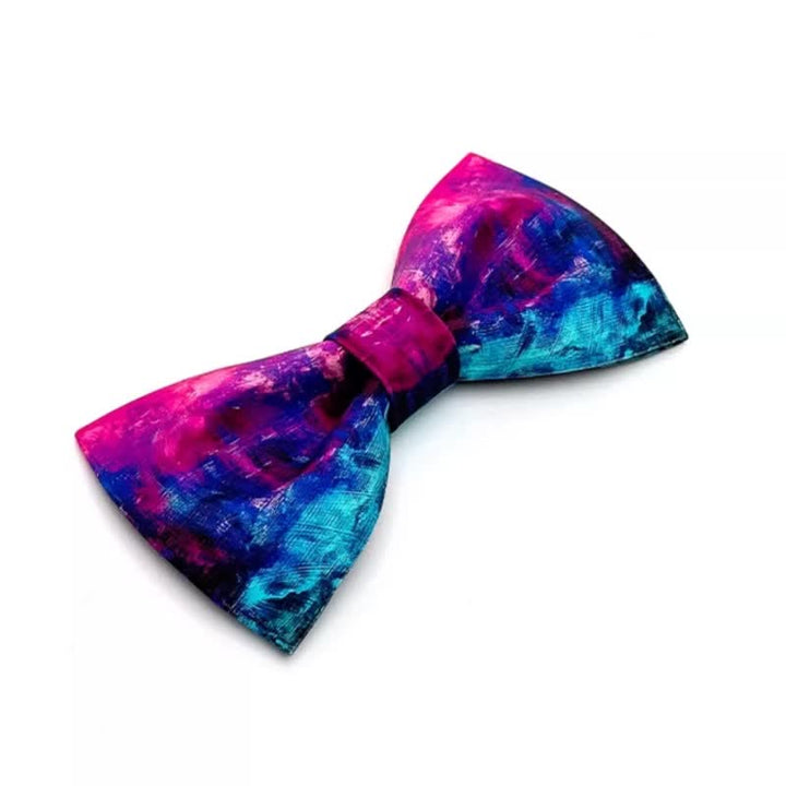 Nœud papillon fantastique violet et bleu pour homme avec peinture à l'huile