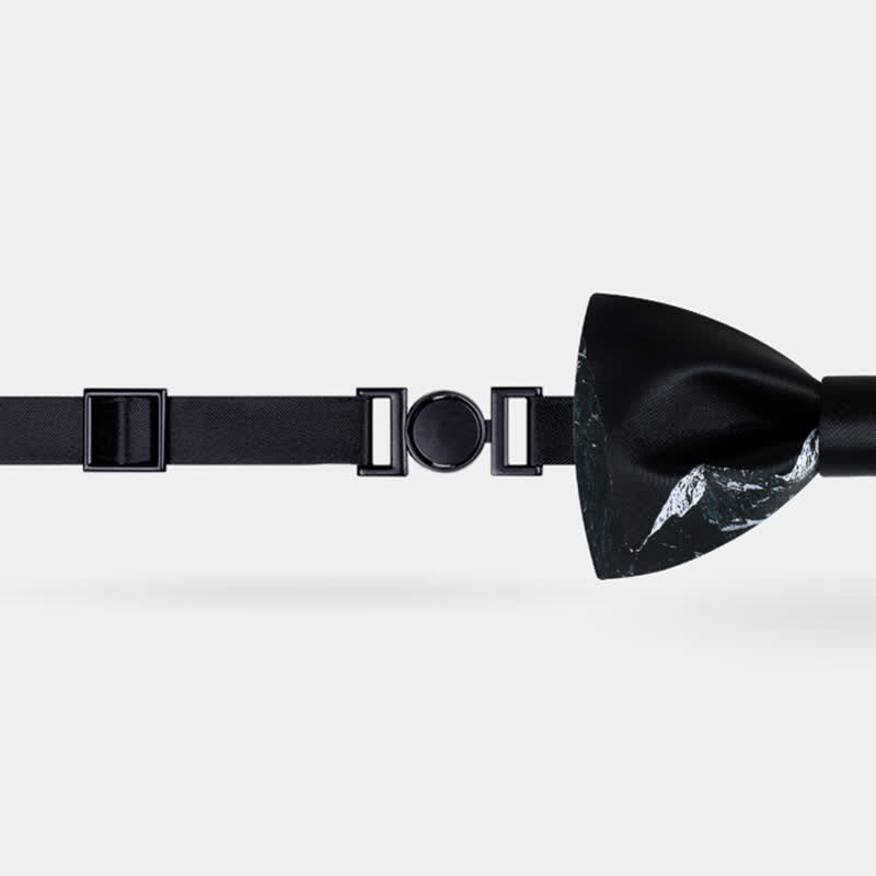 Nœud papillon noir et blanc à imprimé montagne enneigée pour homme