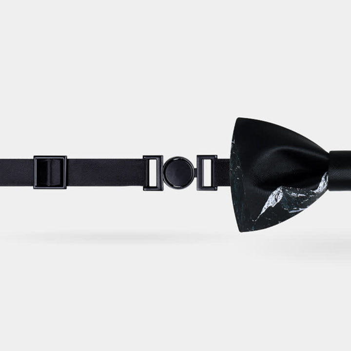 Nœud papillon noir et blanc à imprimé montagne enneigée pour homme