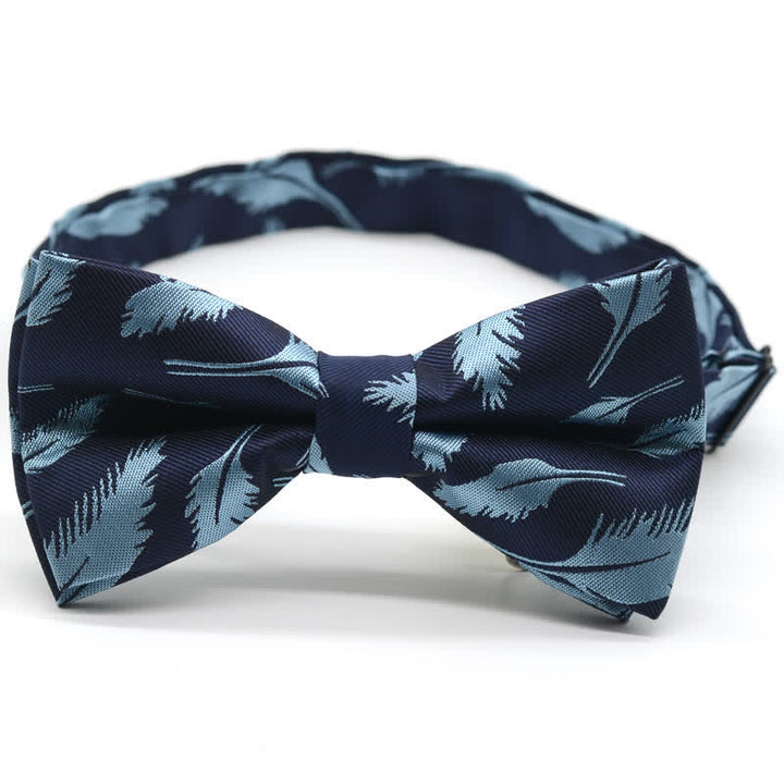 Nœud papillon décontracté à motif floral et plumes pour homme