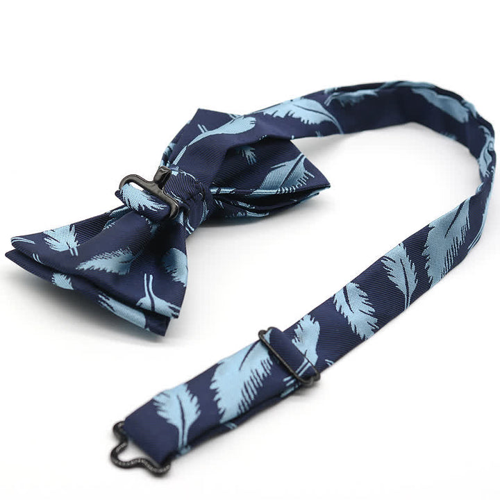 Nœud papillon décontracté à motif floral et plumes pour homme