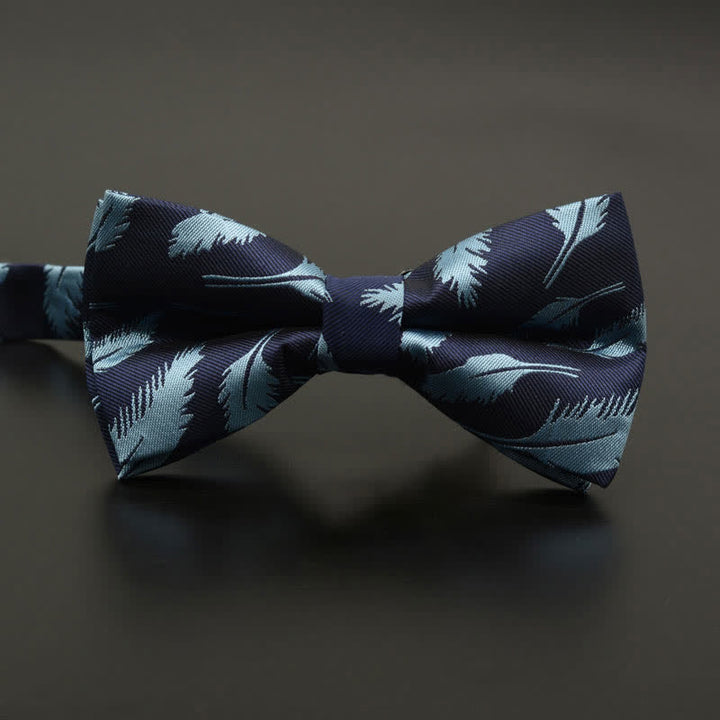 Nœud papillon décontracté à motif floral et plumes pour homme