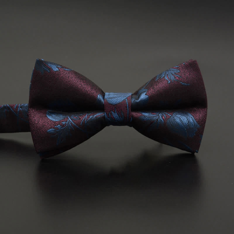Nœud papillon décontracté à motif floral et plumes pour homme
