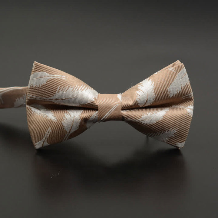 Nœud papillon décontracté à motif floral et plumes pour homme