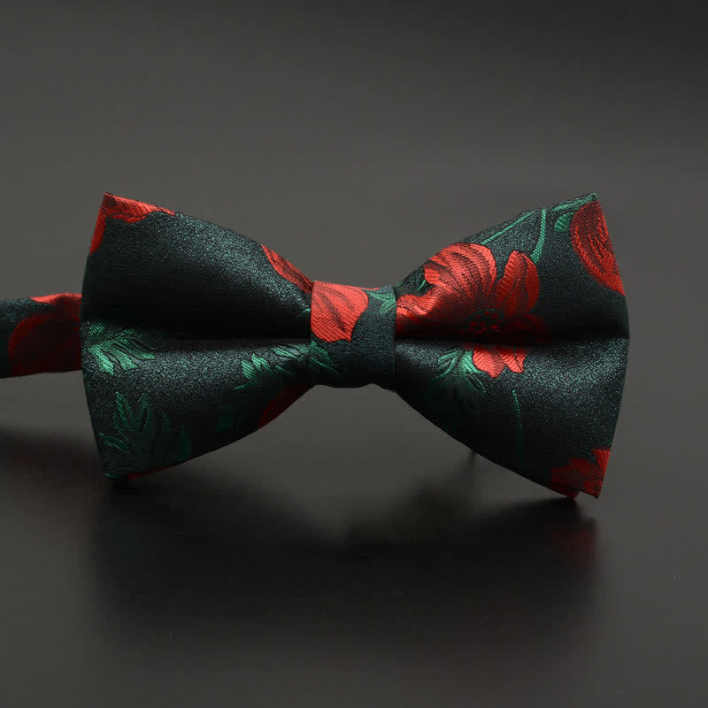 Nœud papillon décontracté à motif floral et plumes pour homme