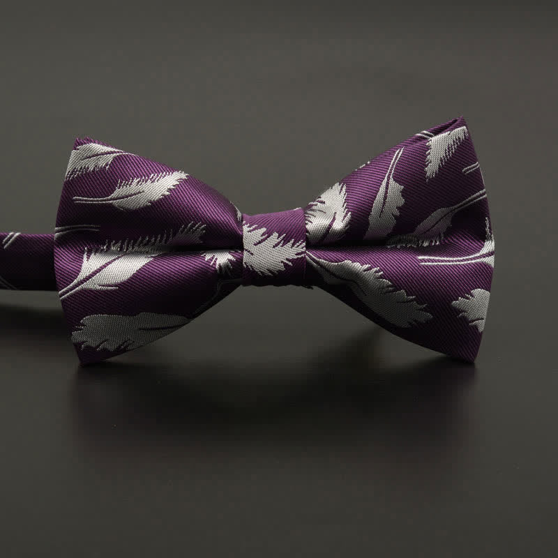 Nœud papillon décontracté à motif floral et plumes pour homme
