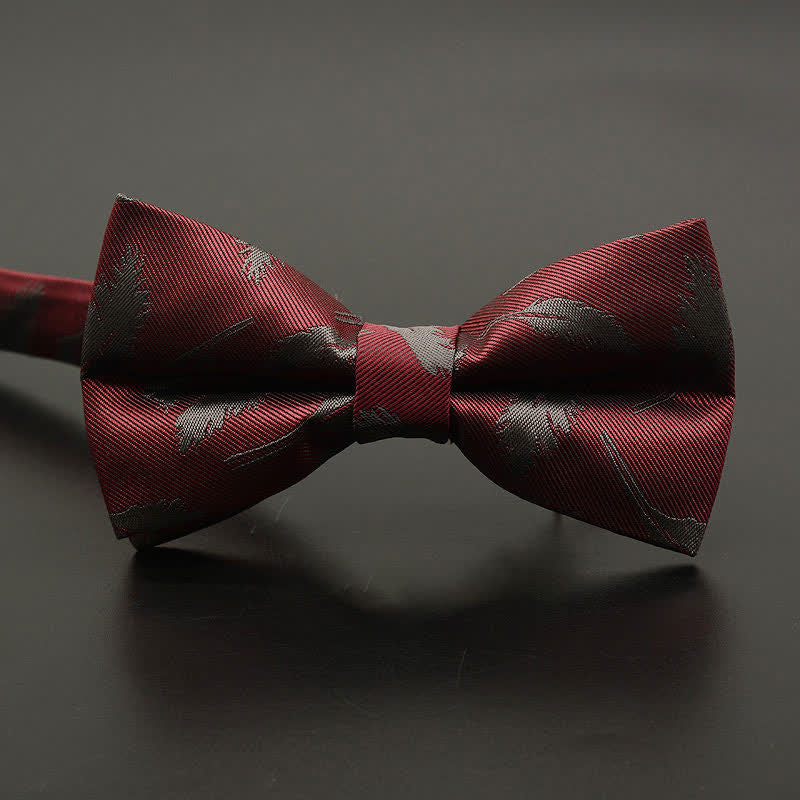 Nœud papillon décontracté à motif floral et plumes pour homme