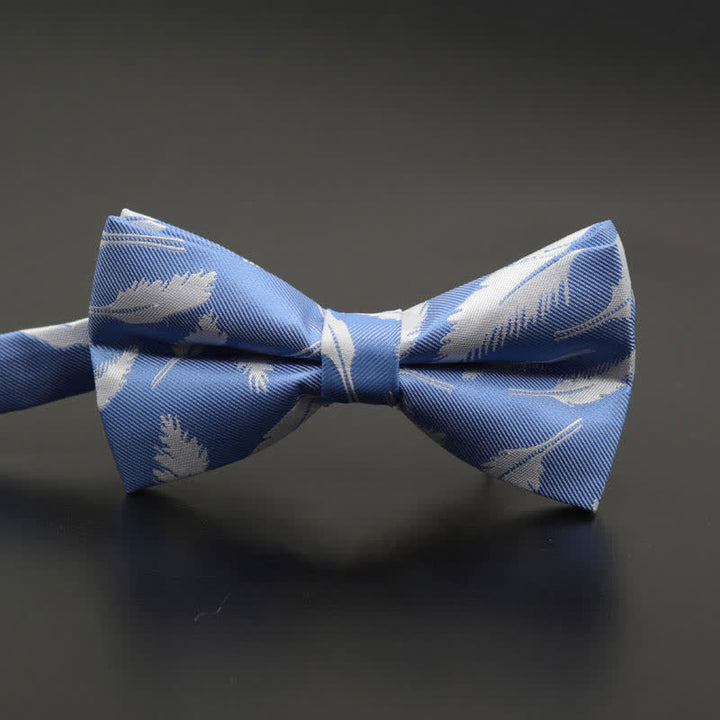 Nœud papillon décontracté à motif floral et plumes pour homme