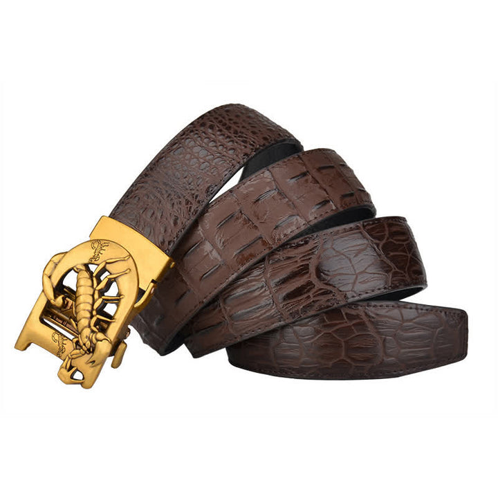 Ceinture en cuir à boucle automatique en forme de D avec imprimé crocodile de Mne