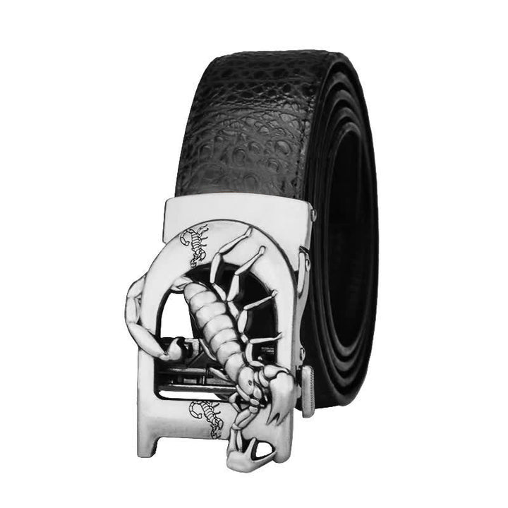 Ceinture en cuir à boucle automatique en forme de D avec imprimé crocodile de Mne