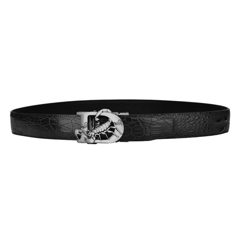 Ceinture en cuir à boucle automatique en forme de D avec imprimé crocodile de Mne