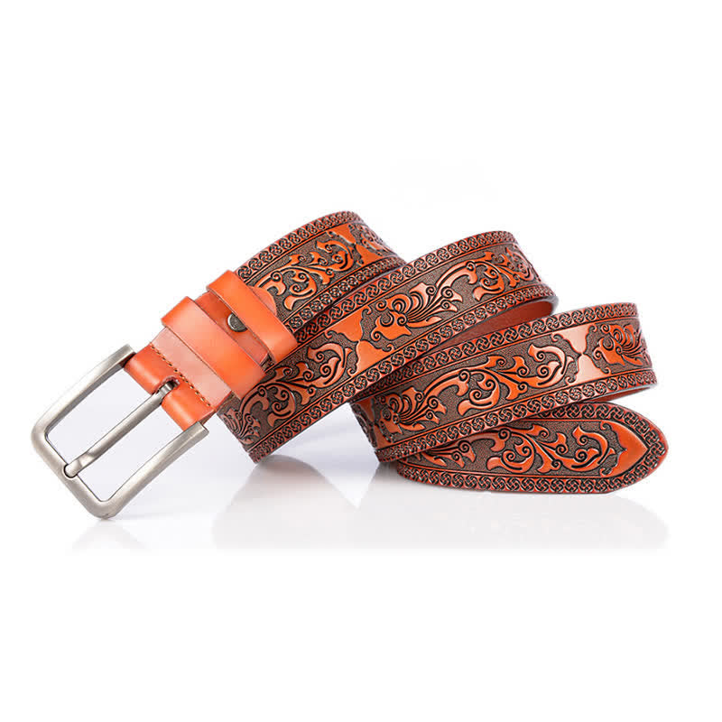 Ceinture en cuir de luxe à motif floral en relief pour homme - image 13