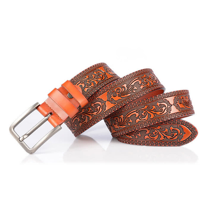 Ceinture en cuir de luxe à motif floral en relief pour homme - image 13