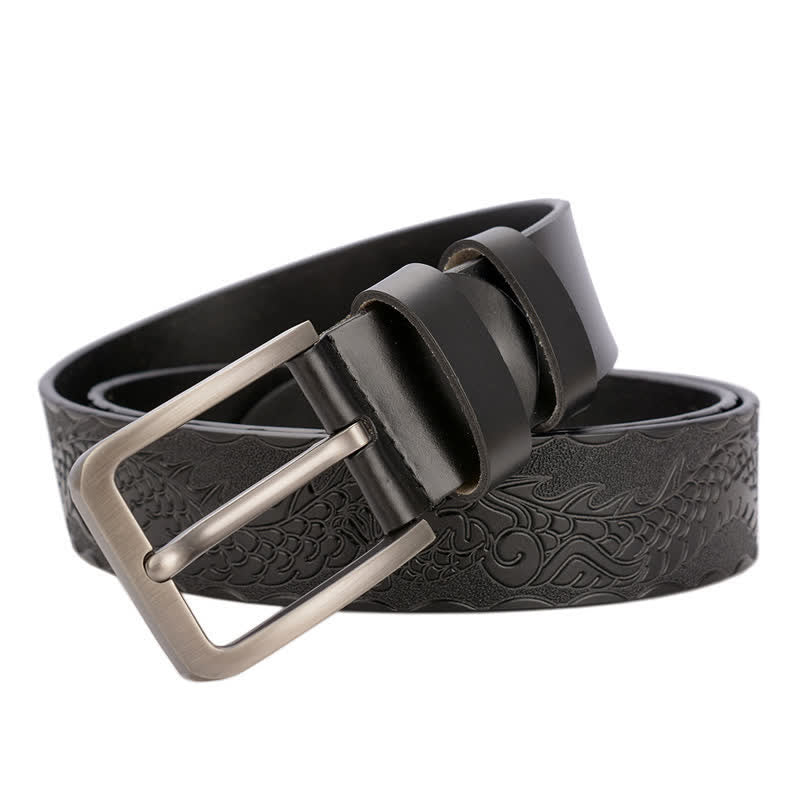 Ceinture en cuir à motif punk dragon en relief pour homme
