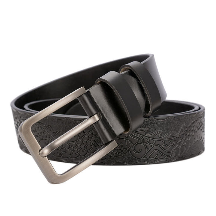 Ceinture en cuir à motif punk dragon en relief pour homme