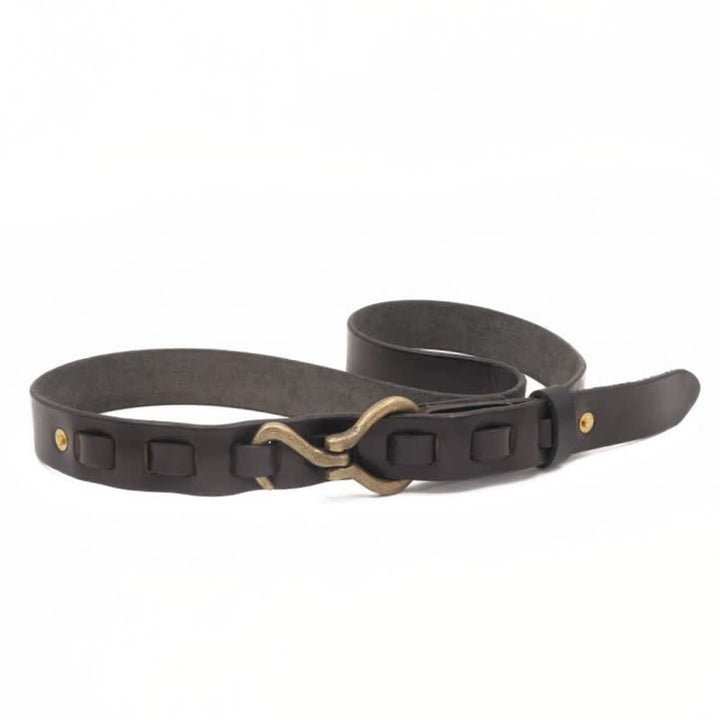 Ceinture en cuir de cavalerie rétro robuste pour homme avec boucle à crochet