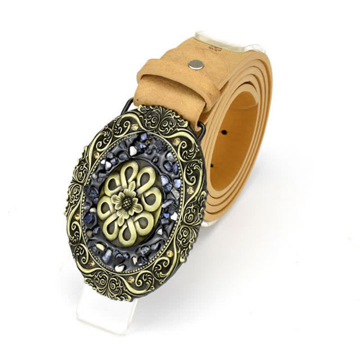 Ceinture en cuir turquoise avec pierres décoratives colorées pour femme