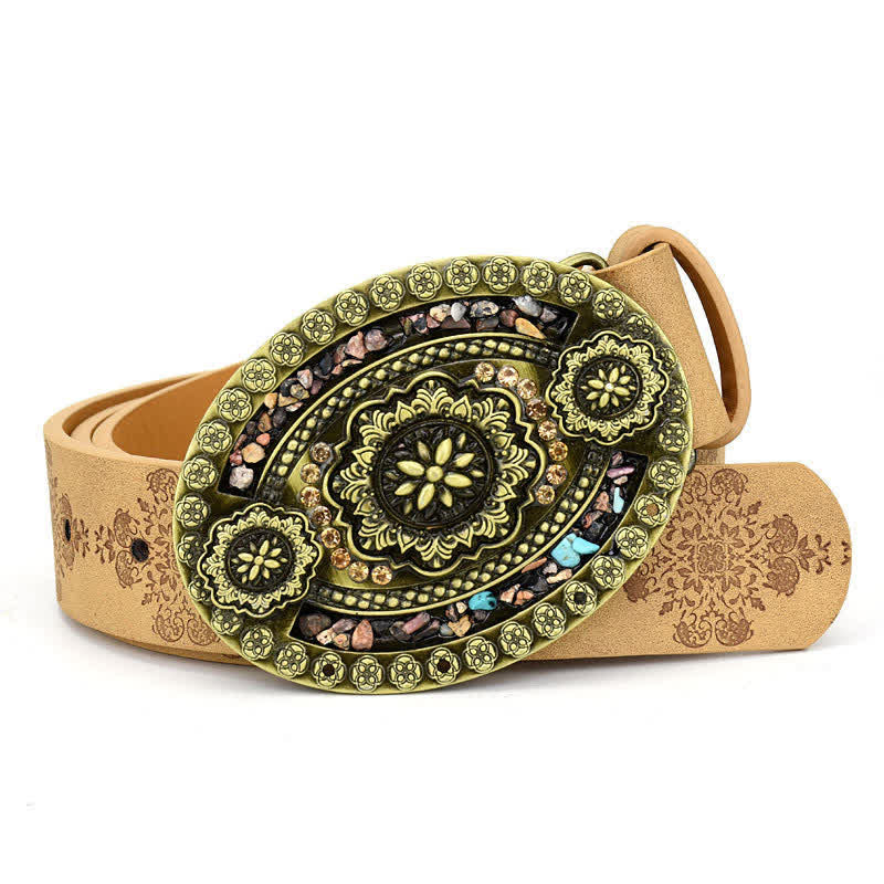 Ceinture en cuir turquoise avec pierres décoratives colorées pour femme